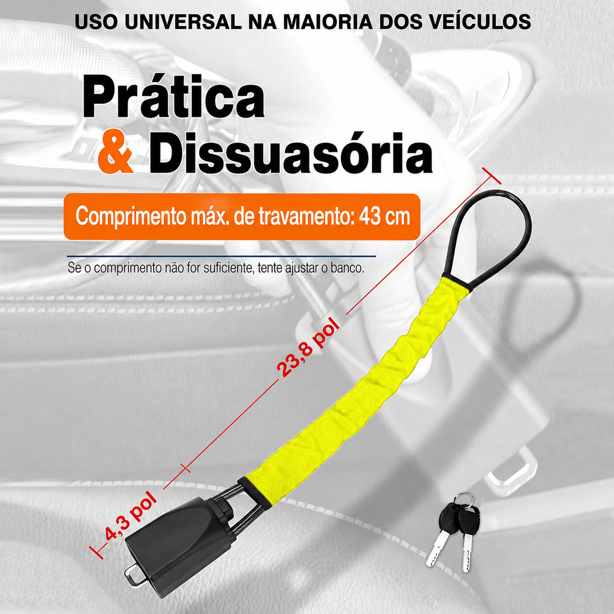 Trava Antifurto para Carro - DESCONTO DE LANÇAMENTO!🔥