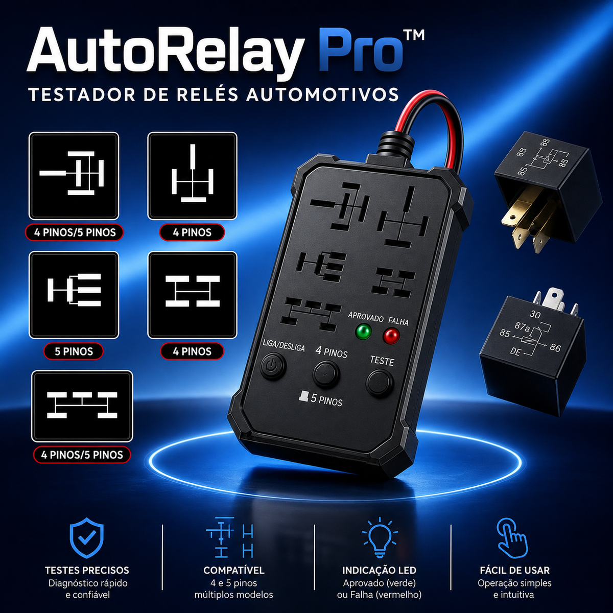AutoRelay Pro™ — Testador de Relés Automotivos