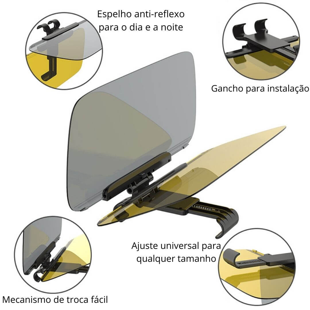 Lens® 2 em 1: Visor Anti-Reflexo (Dia e Noite)